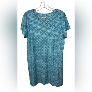 Jude Connally Ella shift dress short sleeve aqua white Size L